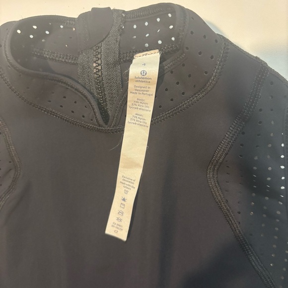 Lululemon size 4 Paddle times Black Perforated peplum Top - Picture 4 of 7